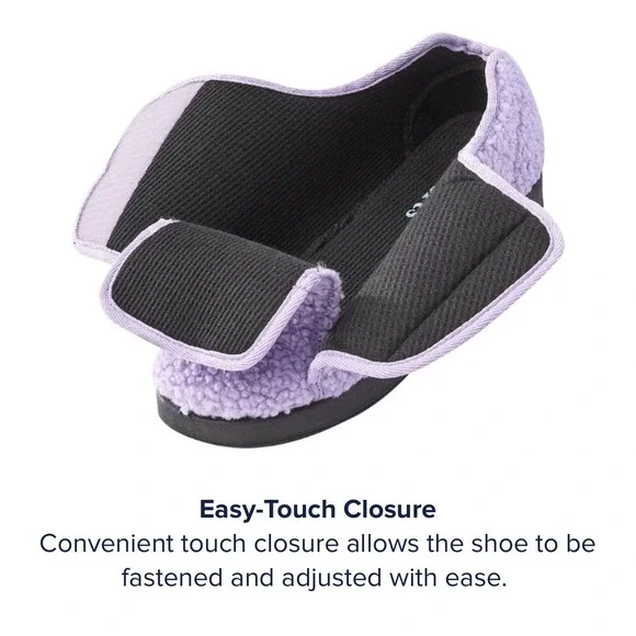 Silverts Slippers Shoes Mens 8 Womens 10 Extra Wide Easy Hook Loop SV15100 Black - Picture 6 of 16